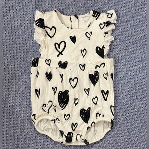 Angel Dear Black and White Heart Romper